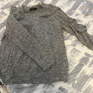 Grey ruffle sleeve long sleeve top